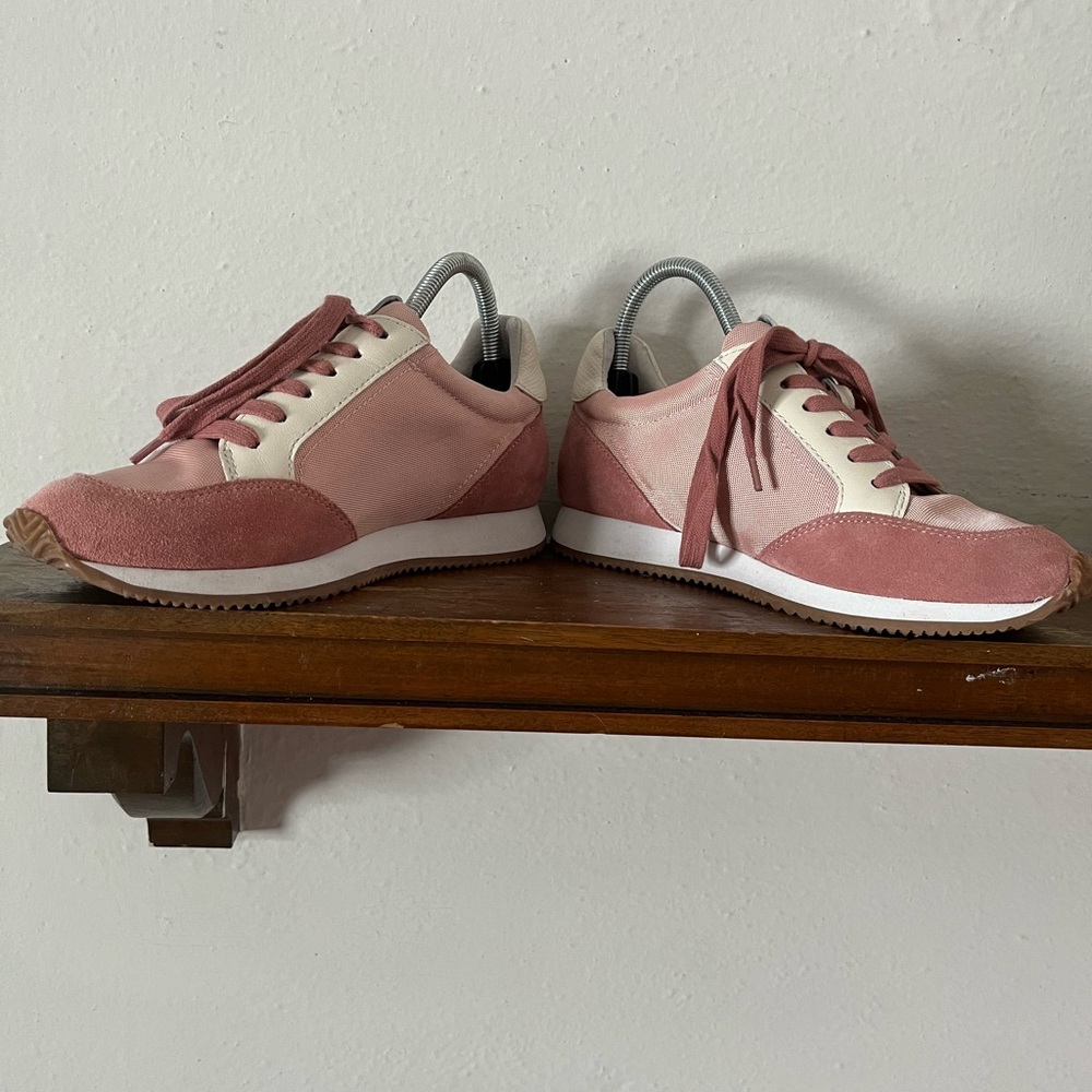 BIRDIES Women's Roadrunners in Rosette Pink and White Sneakers Size 7.5 - Picture 5 of 11